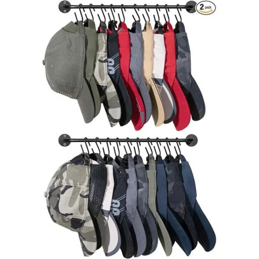 Wall Hat Rack Organizer Set with Hooks Baseball Cap Holder Closet Storage